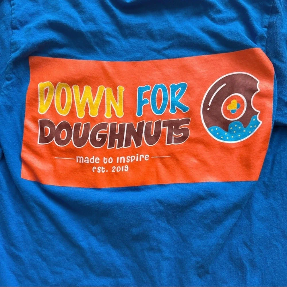 Youth Long Sleeve T Shirt Down For Doughnuts Made To‎ Inspire Blue Small